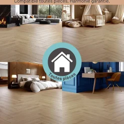 Sol stratifié Cajun bâton rompu, passage intense AC5, effet chêne, L.64,4 cm x l.12,2 cm x ép.8 mm, résistant à l'eau- Clearance