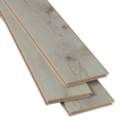 GoodHome Sol stratifié clipsable Bexhill chêne blanc passage élévé AC4 ép.8 mm