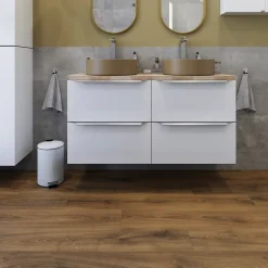 GoodHome Sol stratifié clipsable Cleobury chêne blond 10 mm compatible pièces humides