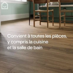 GoodHome Sol stratifié clipsable Cleobury chêne blond 10 mm compatible pièces humides