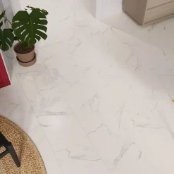 Sol stratifié clipsable Elegance aspect marbre blanc 8 mm compatible pièces humides-GoodHome Discount