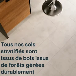 Sol stratifié clipsable Konkrete aspect béton gris 8 mm compatible pièces humides-GoodHome Best