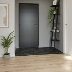 GoodHome Sol stratifié clipsable Slate aspect pierre anthracite 8 mm compatible pièces humides