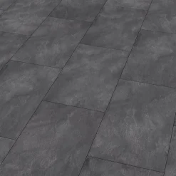 GoodHome Sol stratifié clipsable Slate aspect pierre anthracite 8 mm compatible pièces humides