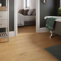 GoodHome Sol stratifié clipsable Visby chêne blond 8mm compatible pièces humides