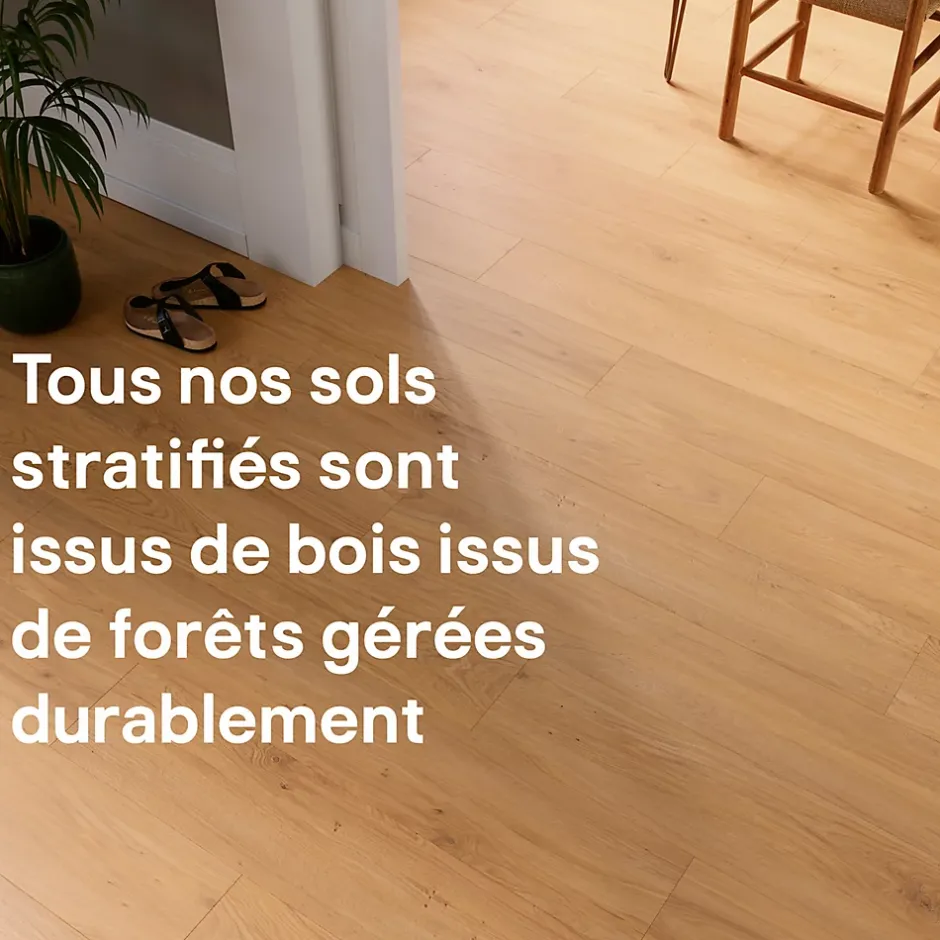 GoodHome Sol stratifié clipsable Visby chêne blond 8mm compatible pièces humides