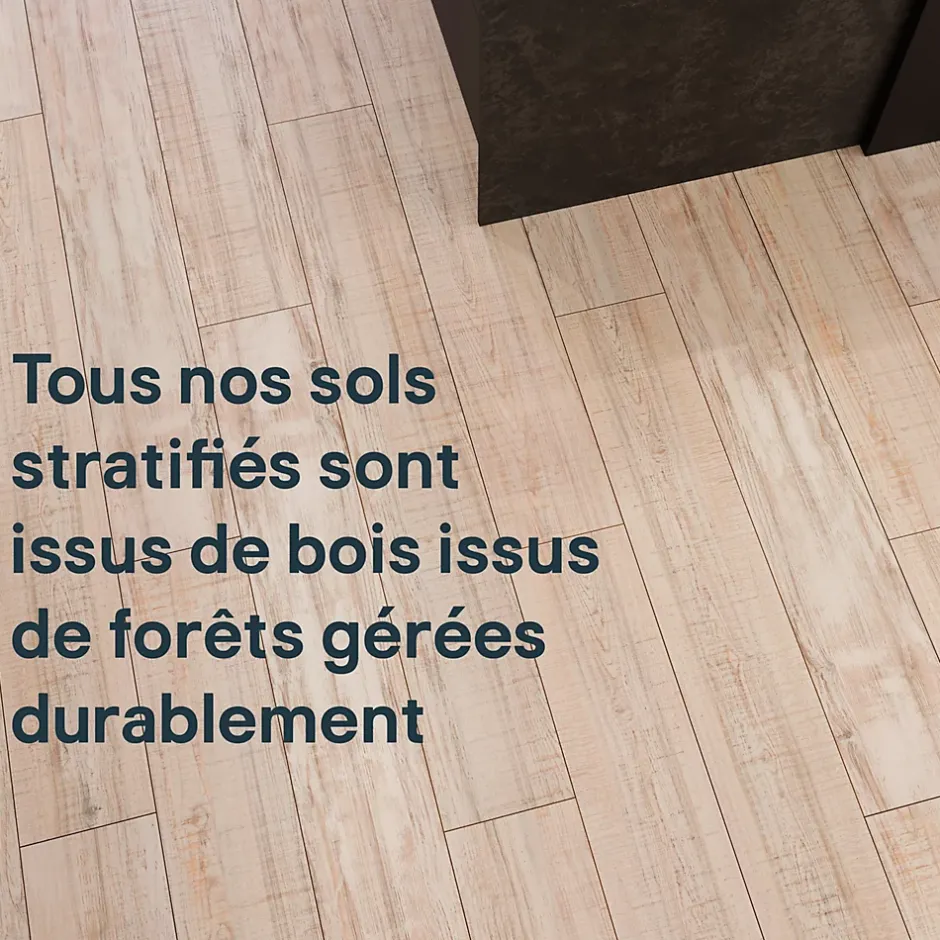 Sol stratifié clipsable Yate chêne blanc 8 mm compatible pièces humides-GoodHome