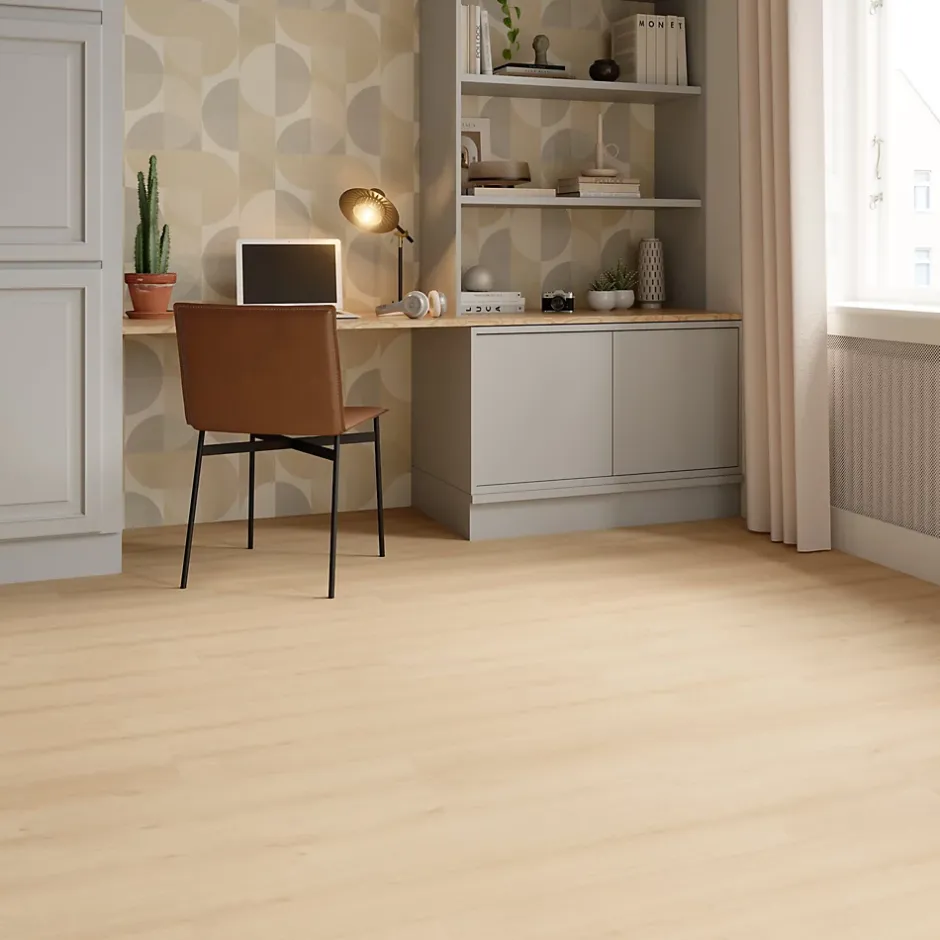 Sol stratifié Clover , passage modéré AC3, effet chêne blond, L.138,3 cm x l.19,3 cm x ép.7 mm-GoodHome Hot