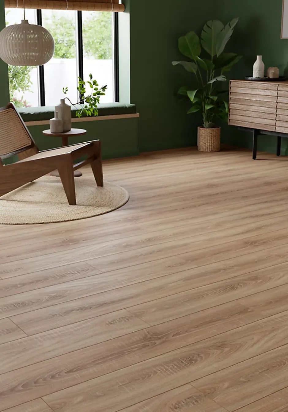 GoodHome Sol stratifié Colloway , passage élevé AC4, effet chêne, L.138,3 cm x l.19,3 cm x ép.8 mm