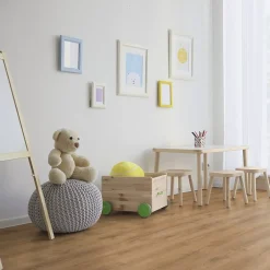 Sol stratifié Collville , passage intense AC5, effet chêne brun, L.129 cm x l.19,3 cm x ép.8 mm, résistant à l'eau-GoodHome New