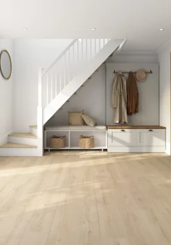 GoodHome Sol stratifié Collville , passage intense AC5, effet chêne, L.129 cm x l.19,3 cm x ép.8 mm, résistant à l'eau