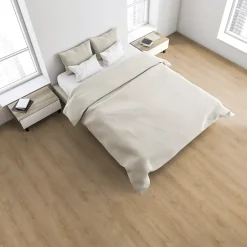 GoodHome Sol stratifié Colville , passage intense AC5, effet chêne blond, L.129 cm x l.19,3 cm x ép.8 mm, résistant à l'eau