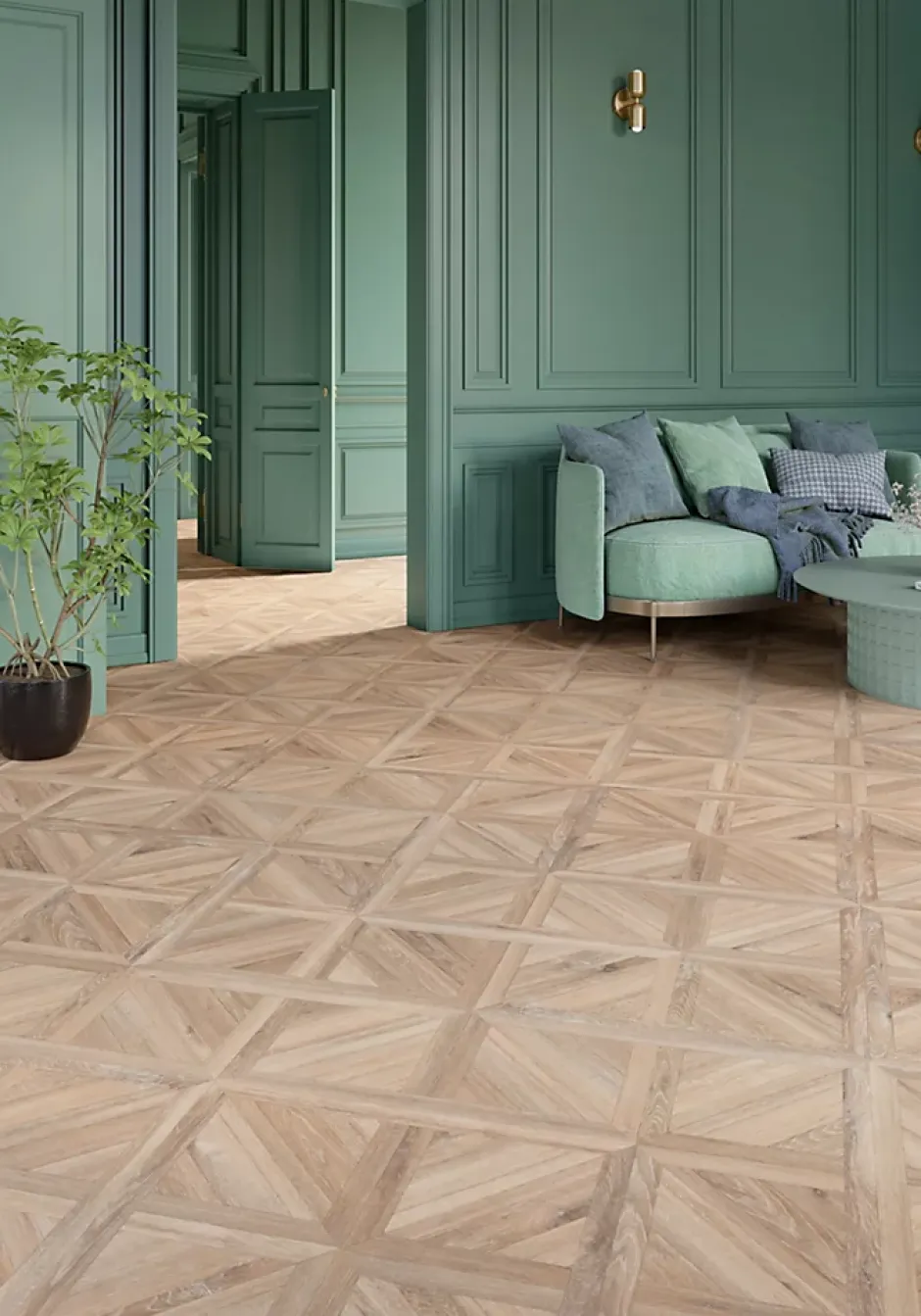 Sol stratifié Davenant , passage intense AC5, effet chêne, L.120 cm x l.40 cm x ép.10 mm, résistant à l'eau-GoodHome Outlet