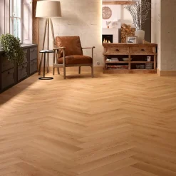 Sol stratifié Dorado bâton rompu , passage intense AC5, effet chêne blond, L.64,4 cm x l.14,3 cm x ép.8 mm, résistant à l'eau-Homflor New