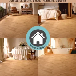 Sol stratifié Dorado bâton rompu , passage intense AC5, effet chêne blond, L.64,4 cm x l.14,3 cm x ép.8 mm, résistant à l'eau-Homflor New