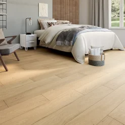 Sol stratifié effet chêne blond passage intense AC5 L.129,2 x l.19,3 cm x ép.8 mm, Bryce-GoodHome Discount