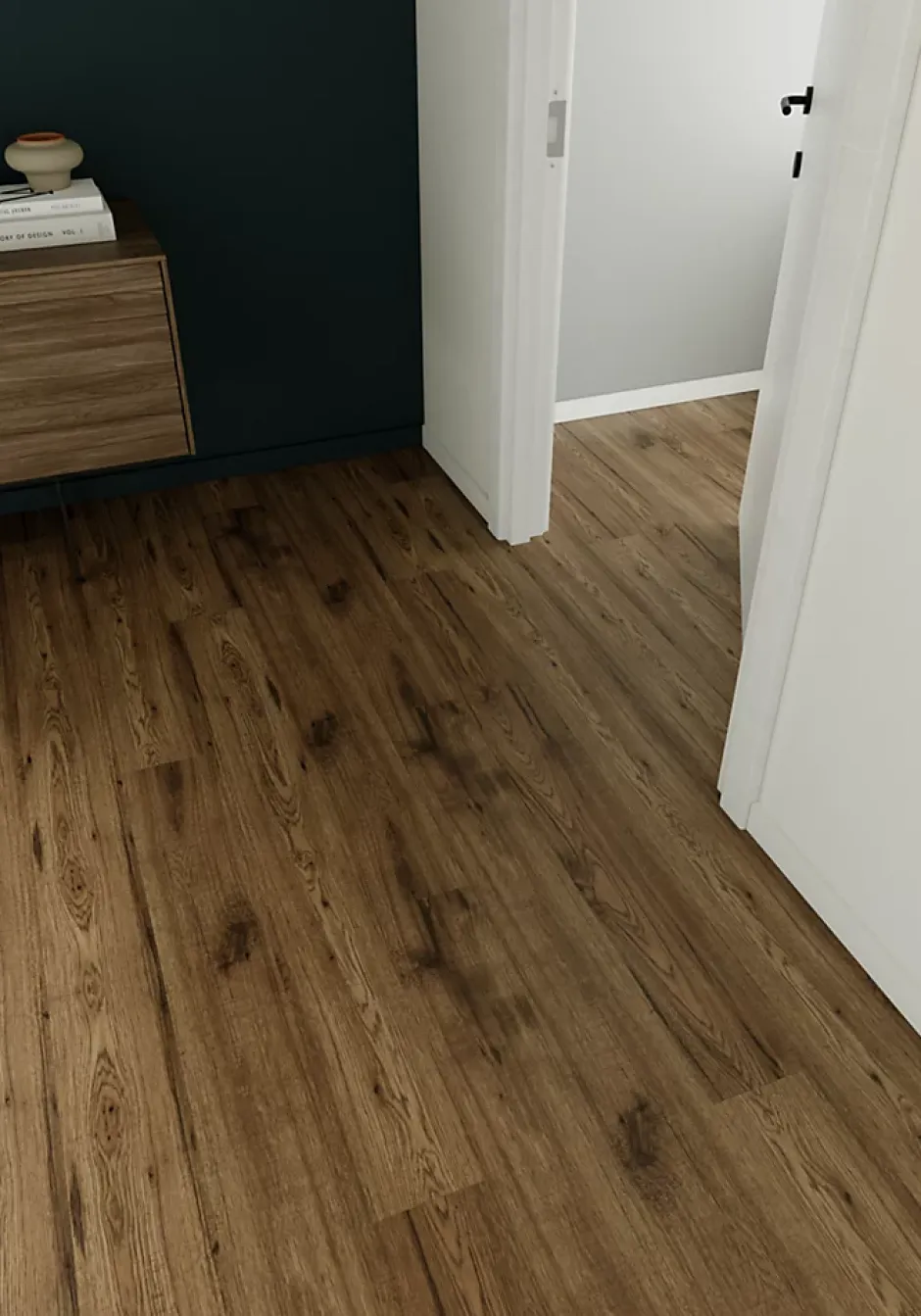 GoodHome Sol stratifié Hickory , passage intense AC5, effet bois Hickory miel, L.138,3 cm x l.15,9 cm x ép.8 mm