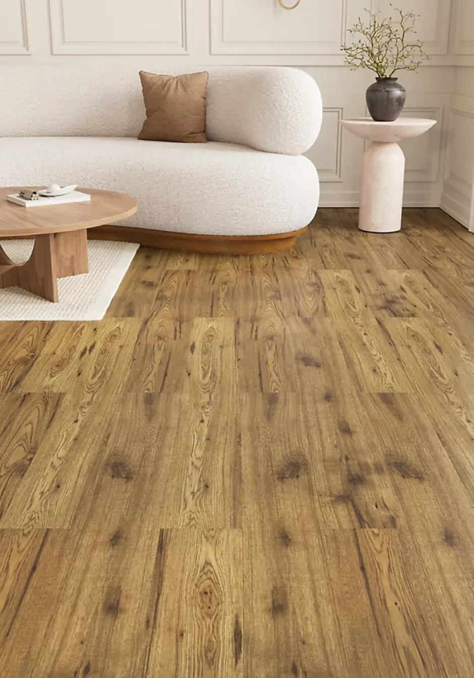 GoodHome Sol stratifié Hickory , passage intense AC5, effet bois Hickory miel, L.138,3 cm x l.15,9 cm x ép.8 mm