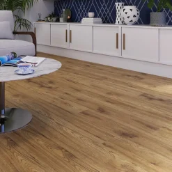 GoodHome Sol stratifié Hickory , passage intense AC5, effet bois Hickory miel, L.138,3 cm x l.15,9 cm x ép.8 mm