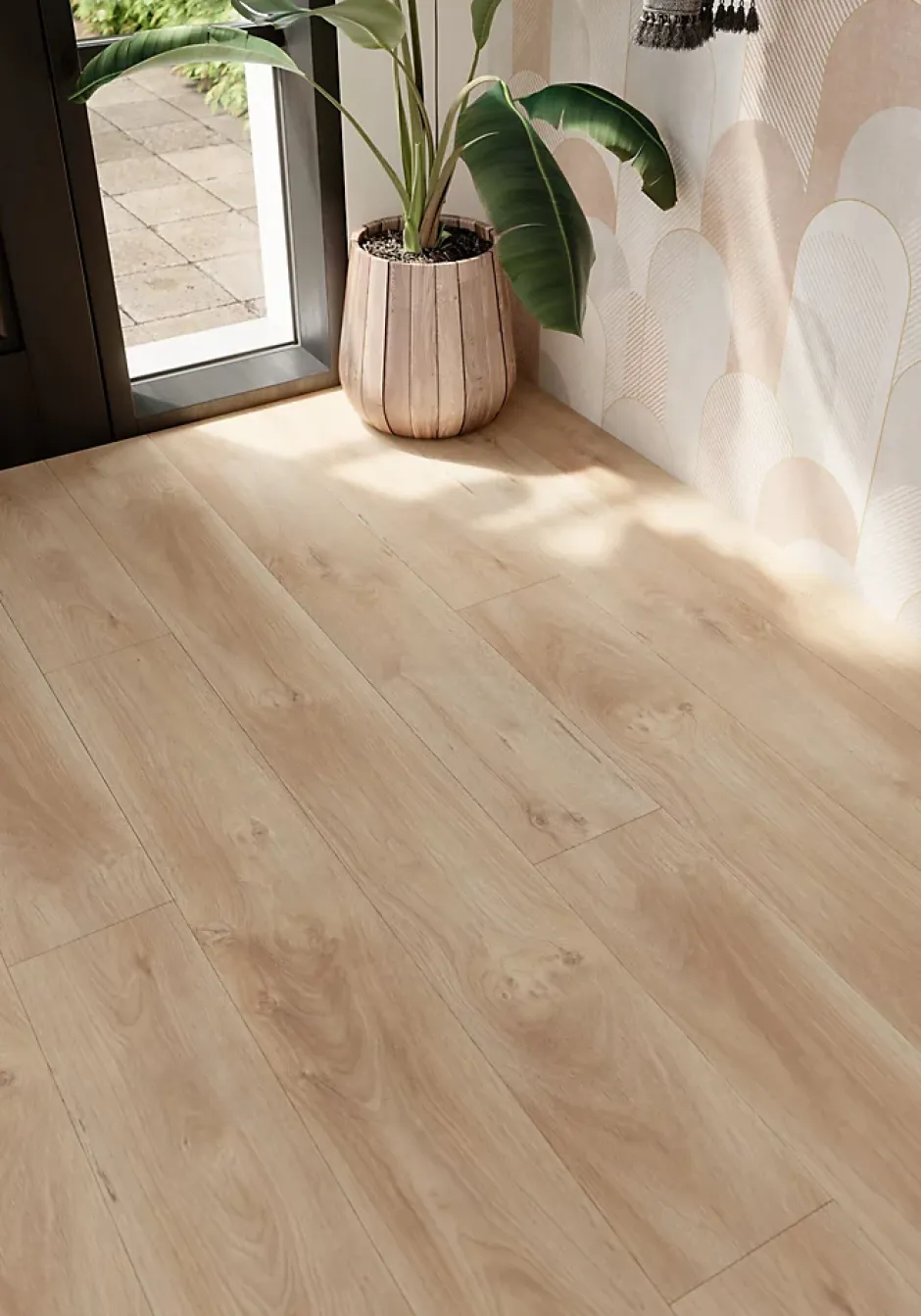 Sol stratifié Lydney , passage intense AC5, effet chêne, L.138,3 cm x l.19,3 cm x ép.8 mm-GoodHome Clearance