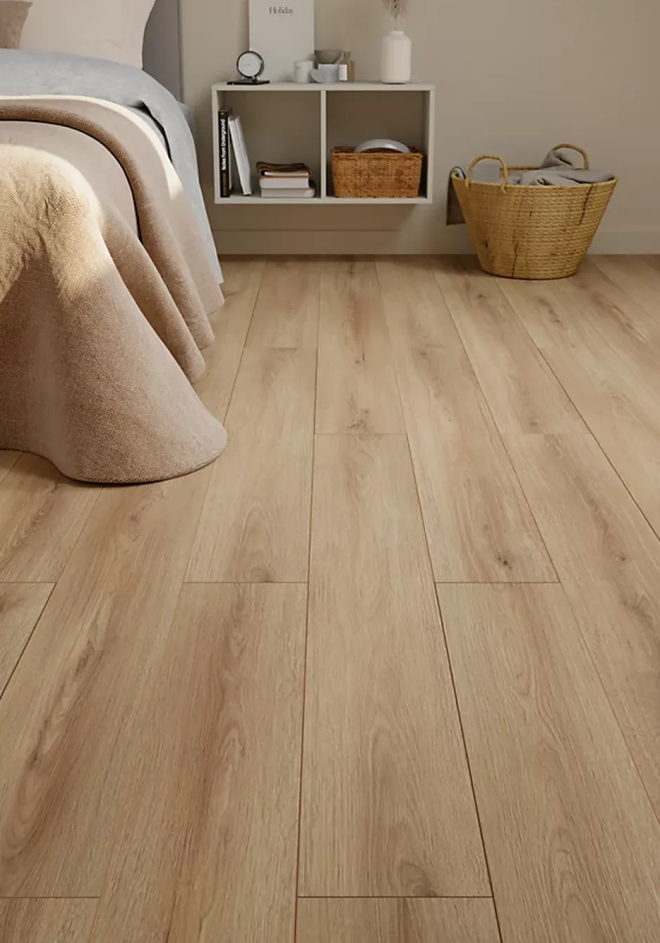 GoodHome Sol stratifié Masterton , passage élevé AC4, effet chêne naturel, L.138,3 cm x l.19,3 cm x ép.8 mm