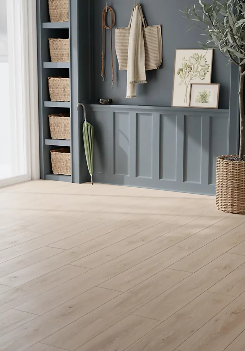 Sol stratifié passage intense AC5, effet bois brut, L 129,2 cm x l 19,3 cm x ép 8 mm, Alishan-GoodHome Discount