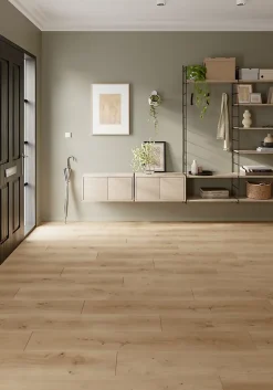 Sol stratifié Randolph , passage intense AC5, effet chêne blond, L.129,2 cm x l.19,3 cm x ép.8 mm, résistant à l'eau-GoodHome Online