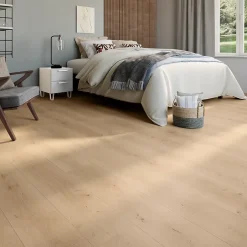 Sol stratifié Randolph , passage intense AC5, effet chêne blond, L.129,2 cm x l.19,3 cm x ép.8 mm-GoodHome Sale