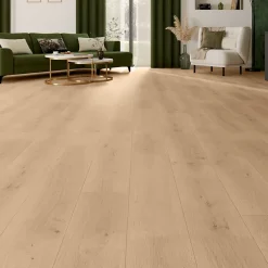 Sol stratifié Randolph , passage intense AC5, effet chêne blond, L.129,2 cm x l.19,3 cm x ép.8 mm-GoodHome Sale