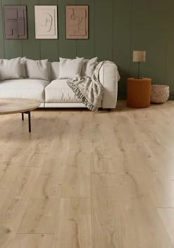 Sol stratifié Rowley , passage élevé AC4, effet chêne, L.129,2 cm x l.19,3 cm x ép.8 mm, résistant à l'eau-GoodHome Discount