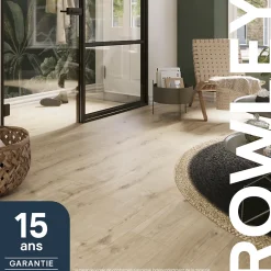 Sol stratifié Rowley , passage élevé AC4, effet chêne, L.129,2 cm x l.19,3 cm x ép.8 mm, résistant à l'eau-GoodHome Discount