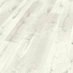 GoodHome Sol stratifié Rowley , passage élevé AC4, effet chêne blanchi, L.129,2 cm x l.19,3 cm x ép.8 mm, résistant à l'eau