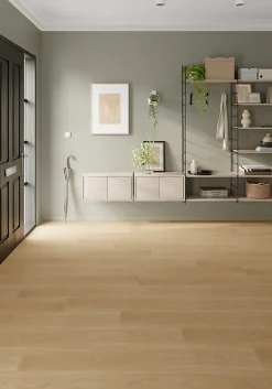 GoodHome Sol stratifié Tadcaster , passage intense AC5, effet chêne blond, L.126,1 cm x l.19,2 cm x ép.10 mm, résistant à l'eau