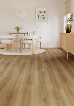 Sol stratifié Towcester , passage élevé AC4, effet chêne blond, L.138,3 cm x l.19,3 cm x ép.8 mm, résistant à l'eau-GoodHome Discount