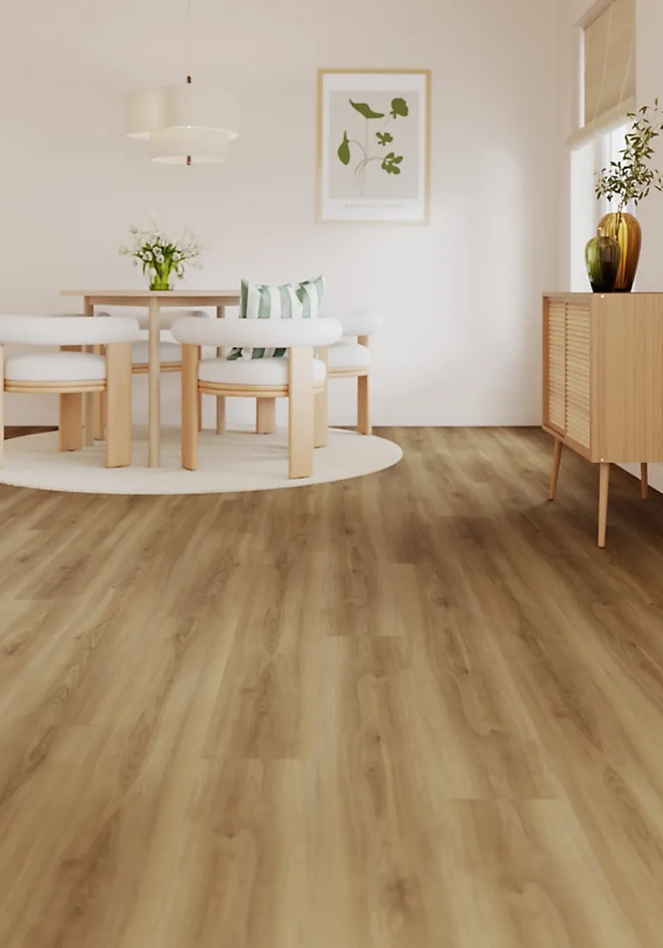 Sol stratifié Towcester , passage élevé AC4, effet chêne blond, L.138,3 cm x l.19,3 cm x ép.8 mm, résistant à l'eau-GoodHome Discount