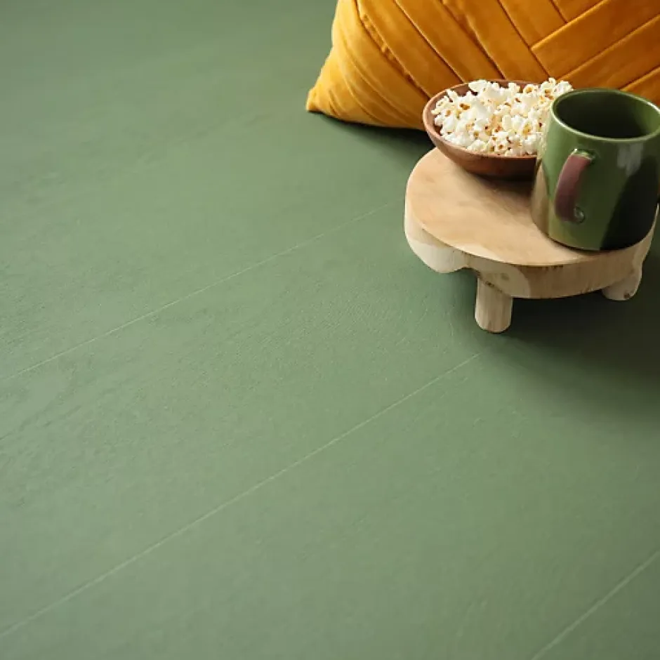 Décoweb Sol vinyle - Aspect parquet bois vintage vert - Rouleau de 2m x 3m