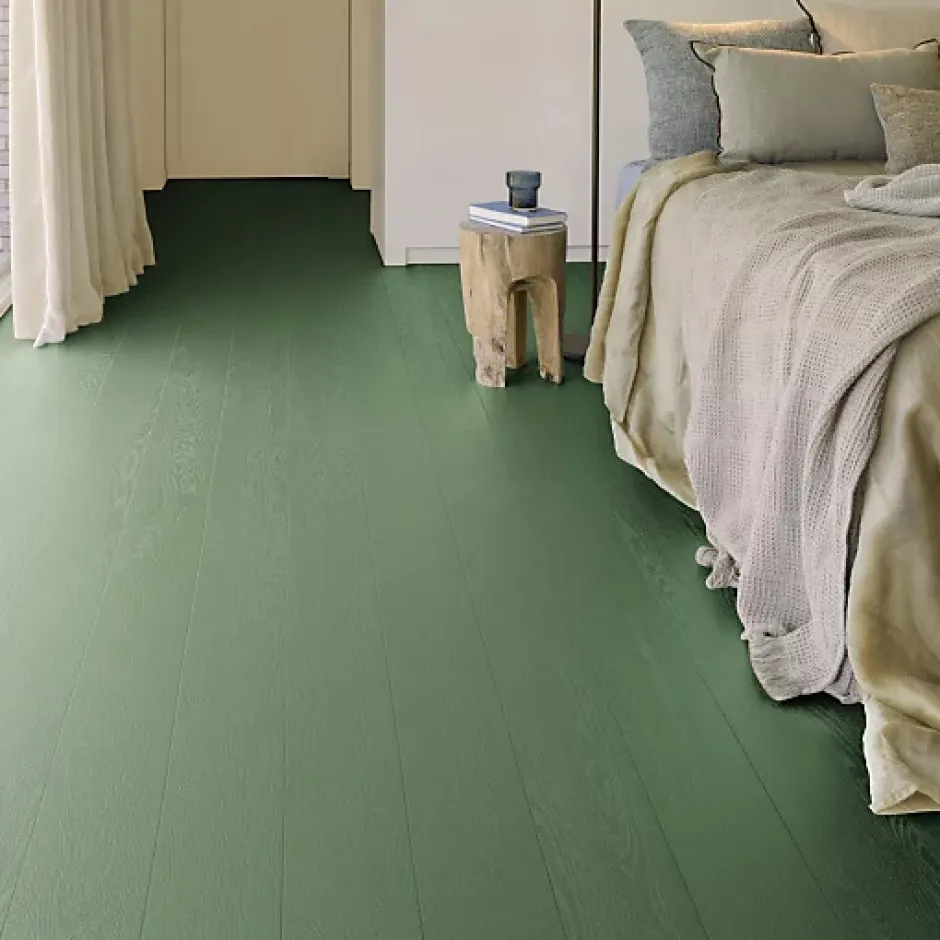 Décoweb Sol vinyle - Aspect parquet bois vintage vert - Rouleau de 2m x 3m
