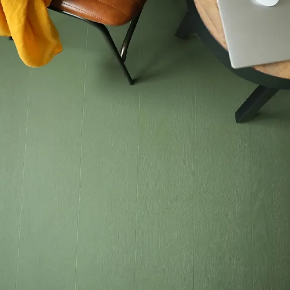 Décoweb Sol vinyle - Aspect parquet bois vintage vert - Rouleau de 2m x 3m