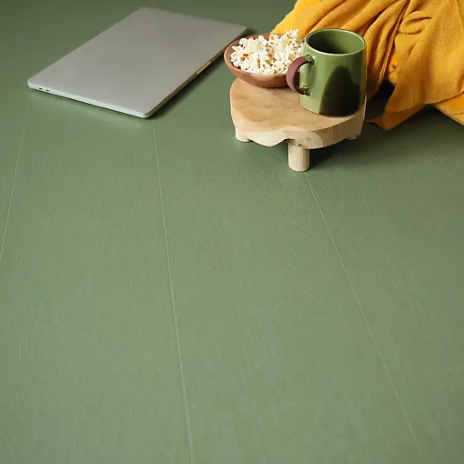 Décoweb Sol vinyle - Aspect parquet bois vintage vert - Rouleau de 2m x 3m