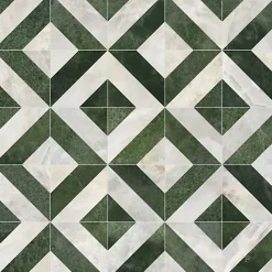 Décoweb Sol vinyle - effet Losanges marbre Blanc et vert - Rouleau de 4m x 2m