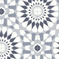 Sol Vinyle Carreaux de ciment mosaïque bleu - Rouleau de 2m x 2m-Décoweb Sale