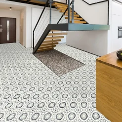 Décoweb Sol Vinyle Carreaux de ciment mosaïque bleu - Echantillon 15 x 20 cm