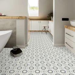 Décoweb Sol Vinyle Carreaux de ciment mosaïque bleu - Echantillon 15 x 20 cm