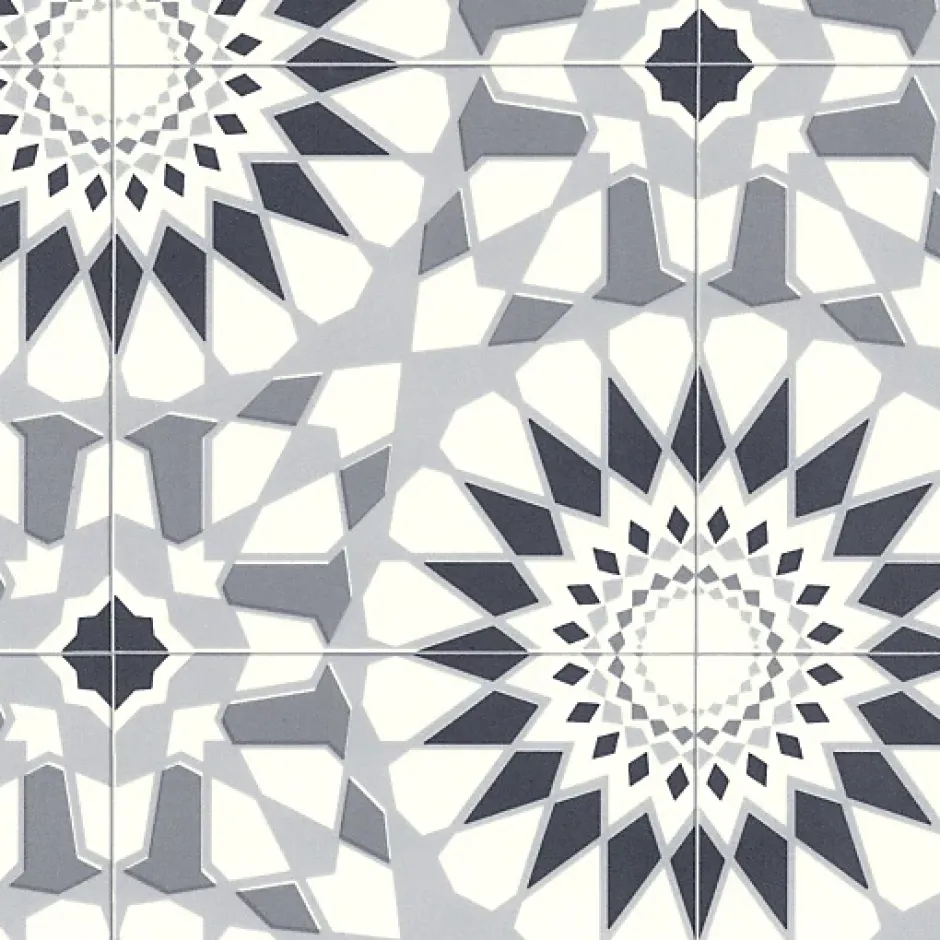 Décoweb Sol Vinyle Carreaux de ciment mosaïque noir - Rouleau de 3m x 2m