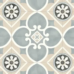 Décoweb Sol Vinyle Carreaux de ciment Florence Beige - Rouleau de 2m x 2m