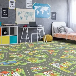 Sol Vinyle Circuit voiture pour enfants City - Rouleau de 2m x 2m-Décoweb Hot