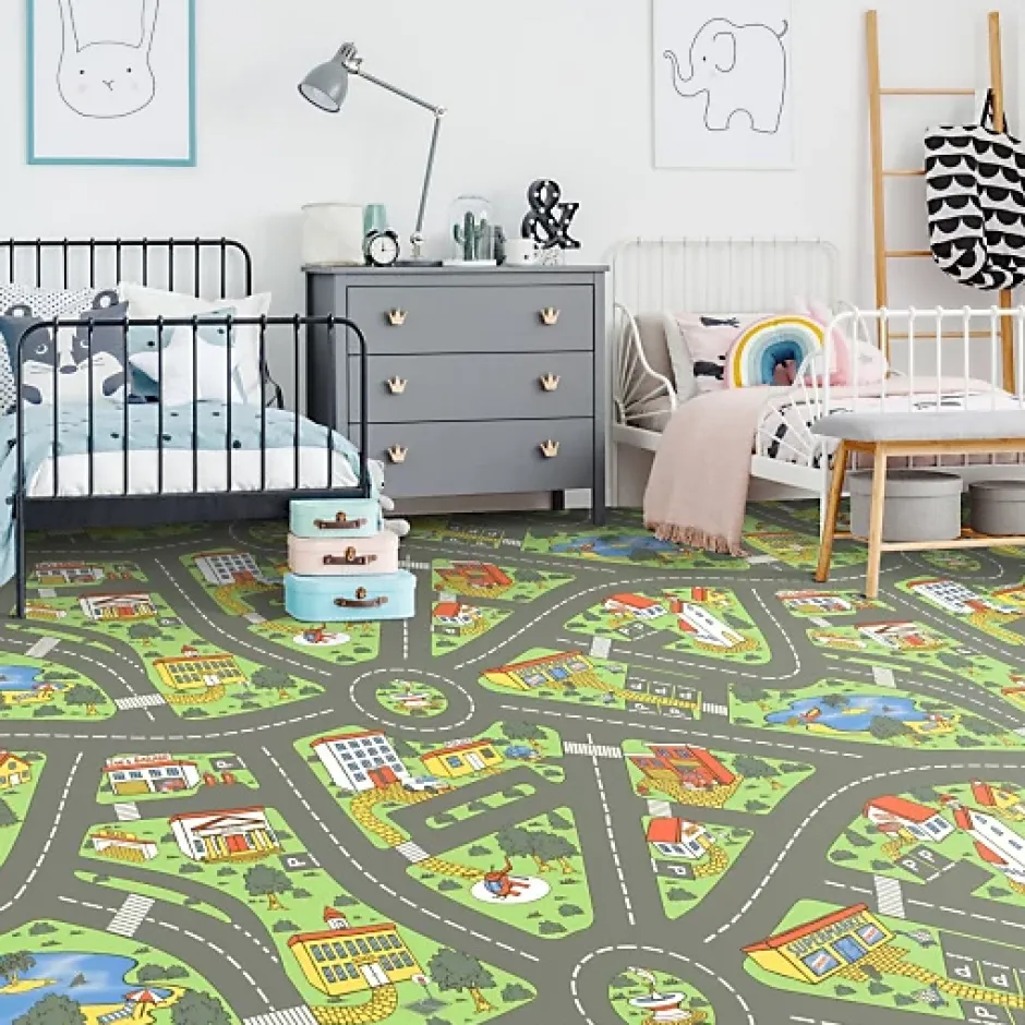 Sol Vinyle Circuit voiture pour enfants City - Rouleau de 2m x 2m-Décoweb Hot
