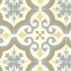 Décoweb Sol Vinyle effet carreaux de ciment Bleu et ocre - Rouleau de 4m x 2m