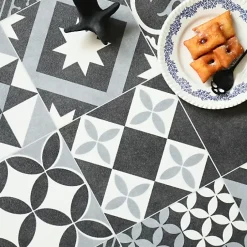 Sol Vinyle effet Carreaux noir et blanc - Rouleau de 4m x 3m-Décoweb New