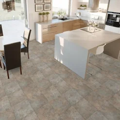 Décoweb Sol Vinyle effet Carrelage métal - Rouille - Rouleau de 2m x 2m